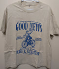 Men Size S Beige Crew Neck Short Sleeve Religious Graphic "Good News" T-Shirt