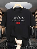 Switzerland Alps Mountain Graphic T-Shirt Swiss Flag Travel Adventure Tee