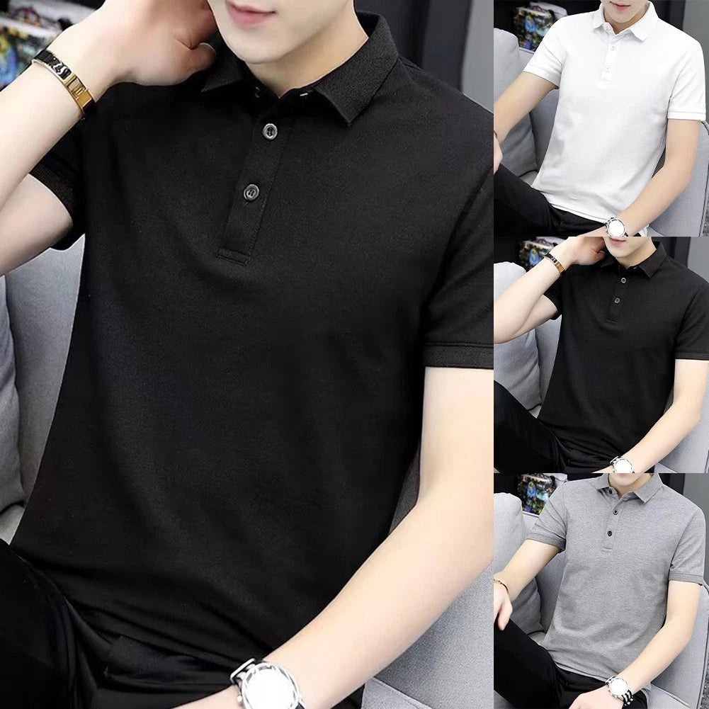 Men's Casual Streetwear T-Shirt Short Sleeve Turn Down Collar Lapel Neckline
