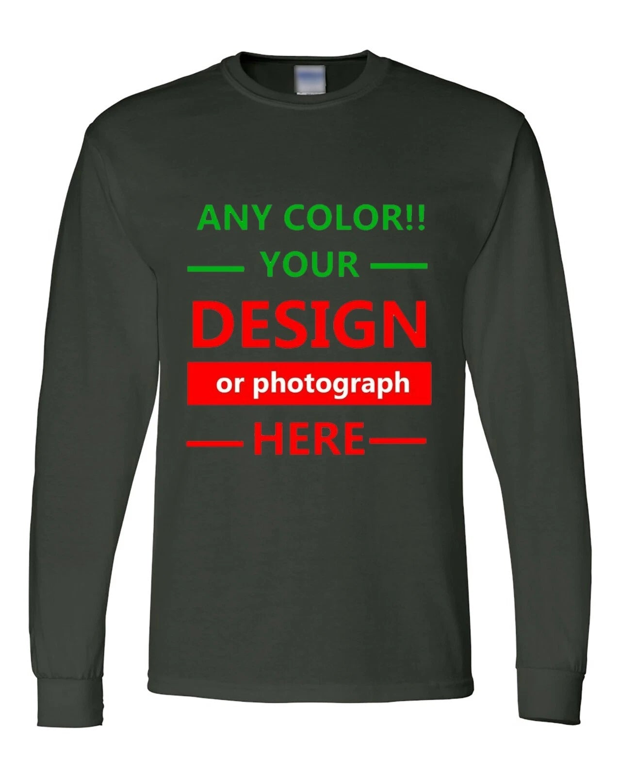 Personalized Custom Print Long Sleeve T Shirt Your Photo Your Text Logo New Gift