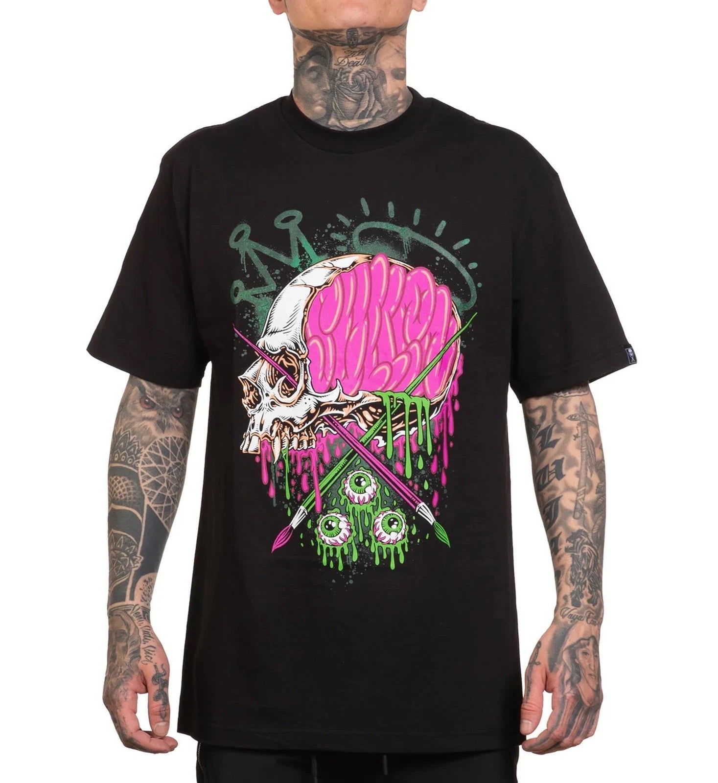 SULLEN CLOTHING CREATIVE MINDS  SKULL & BRUSHES TATTOO ART STANDARD T-SHIRT