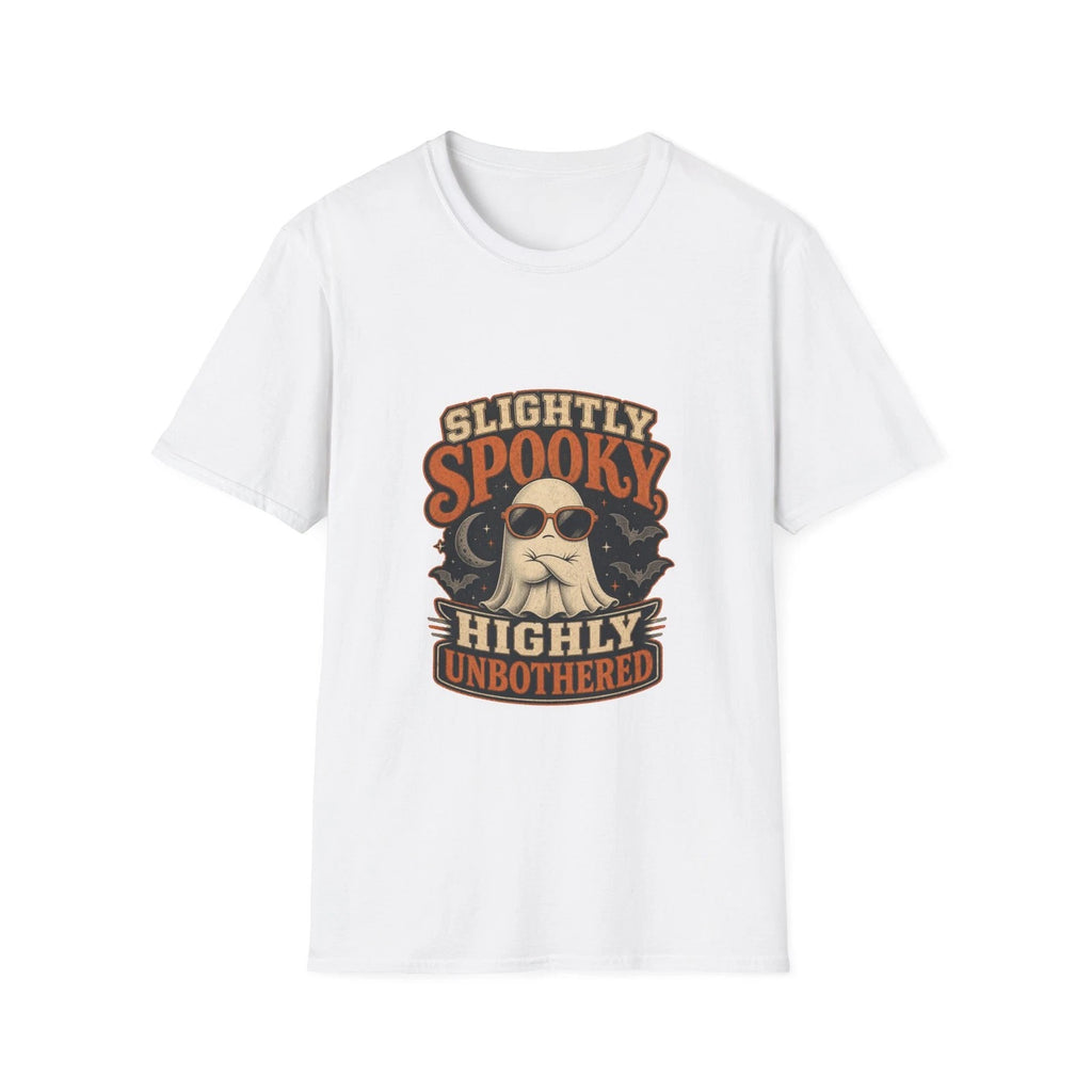Slightly Spooky Highly Unbothered T-Shirt | Funny Ghost Halloween Graphic Tee