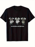 Men'S And Women'S Retro Motorcycle Engine Graphic T-Shirt - Black Vintage V-Twin