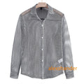 Men's See Through Fishnet Shirt Long Sleeve Sexy Undershirts Tee Tops