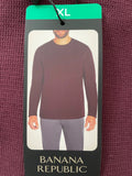 NWT Banana Republic men Double Knit Crew Neck Shirt Burgundy Long Sleeve size XL