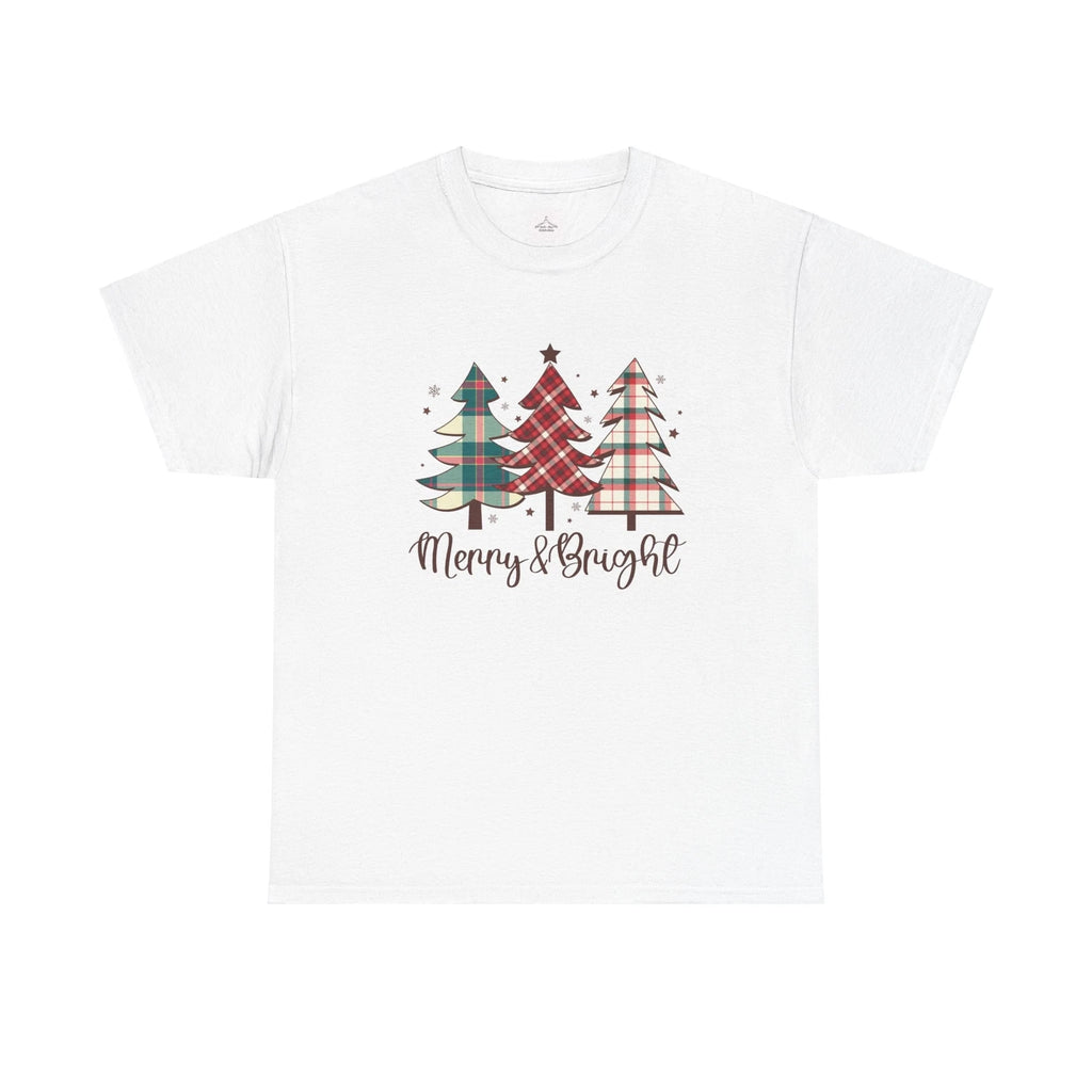 Merry And Bright Christmas Plaid Unisex Heavy Cotton Tee