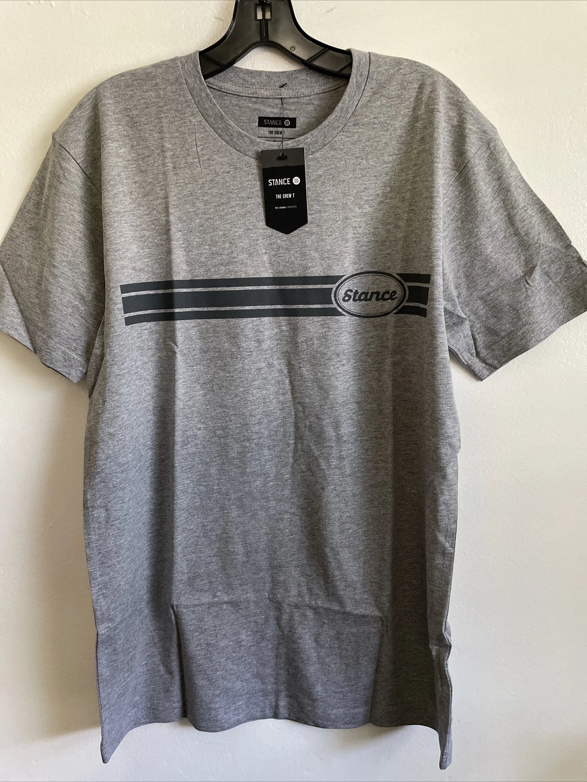 New Stance Designer Mens Graphic Street Style Logo Cotton Tee Shirt Size M Gray