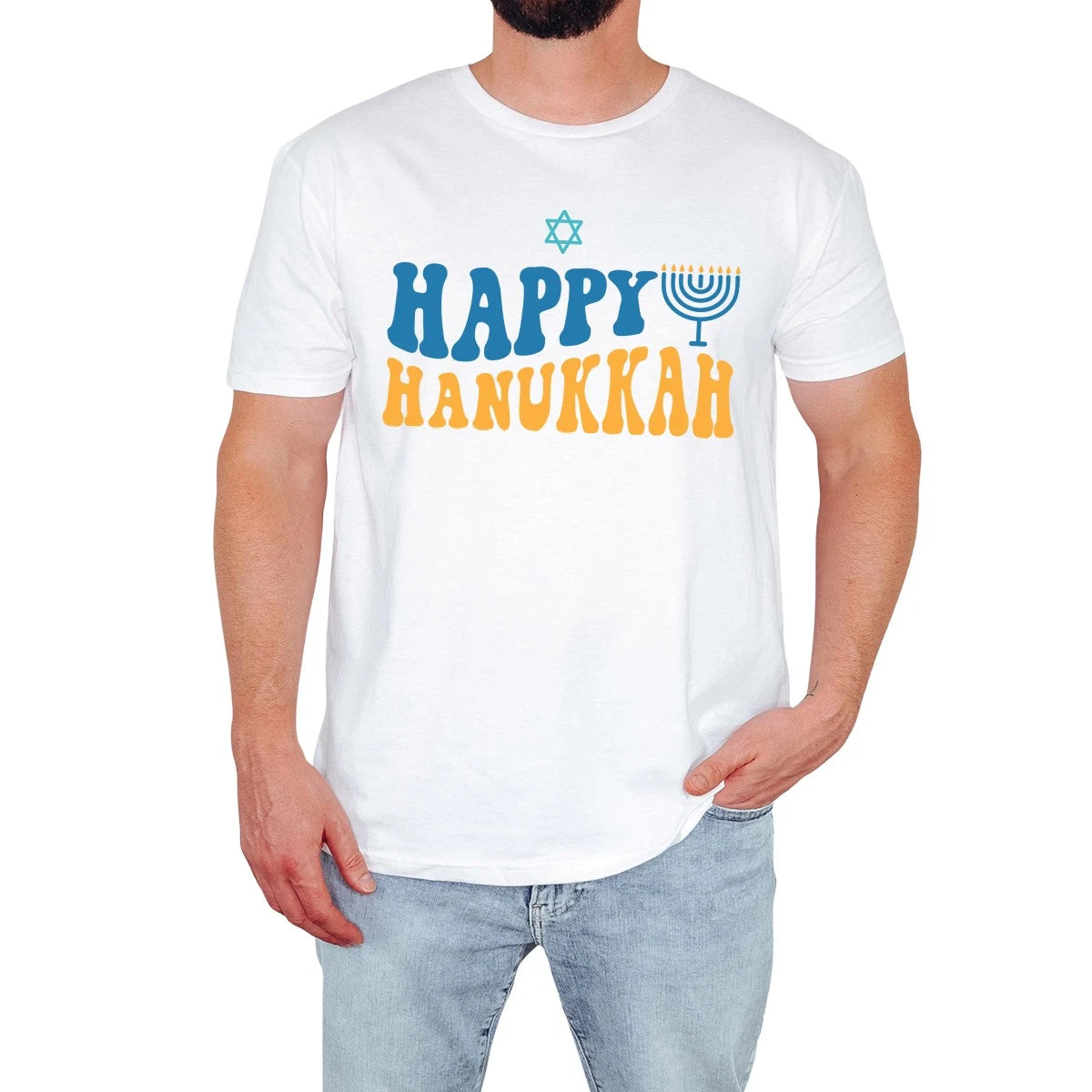 Happy Hanukkah Mens T-Shirt Festive Jewish Celebration Funny Holiday Gift