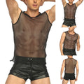 Lightweight Trendy See Through Mesh Fishnet String Vest Men's Sport Shirt