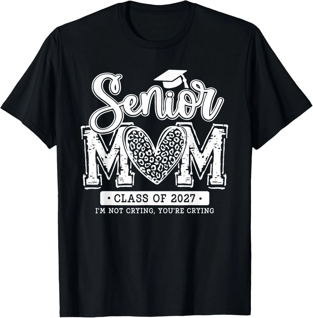 Senior Mom Class of 2027 Leopard Proud Mama Graduation T-Shirt unisex T-Shirt