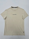 Calvin Klein Men Beige Logo T-Shirt Size S Regular Cotton Crew Neck