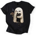 Meh Ghost Coffee Black Cat Cute Halloween Unisex T-Shirt