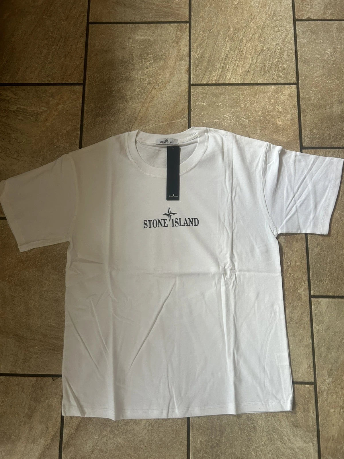 Men's Stone Island White T Shirt Medium