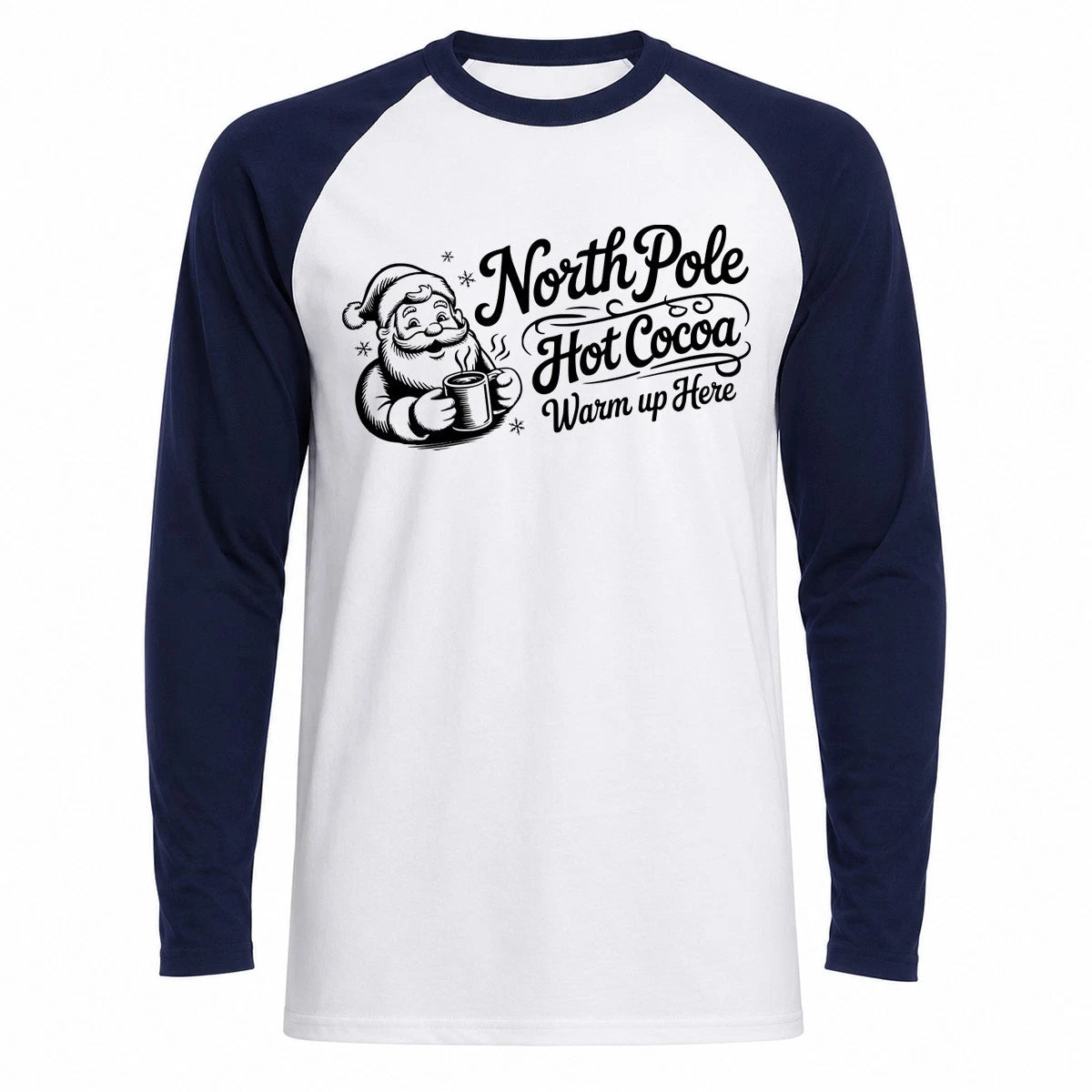 Santa Hot Cocoa Baseball T-Shirt North Pole Holiday Funny Gift For Him