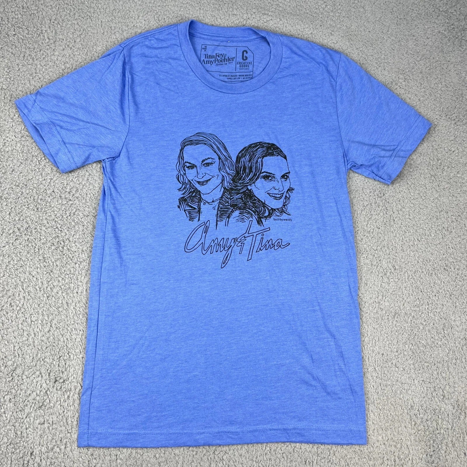 Tina Fey & Amy Poehler Shirt Adult Small Blue Short Sleeve Restless Leg Tour