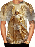 Men 3D Angel Warrior T Shirt Graphic Print Unisex Casual Short Sleeve Tee