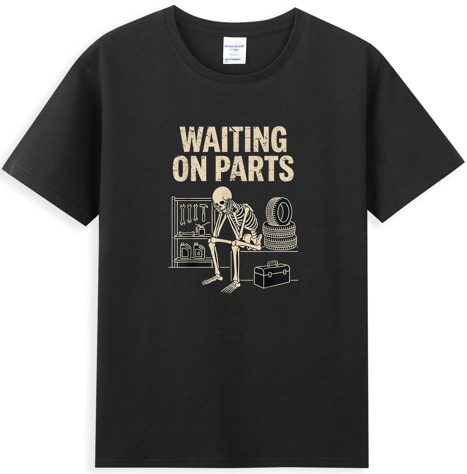 Skeleton Waiting on Parts Car Garage Mechanic Wrench T-Shirt