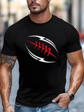 Men's Rugby Print T Shirt Casual Sports Tee Summer Short Sleeve Crew Neck Top