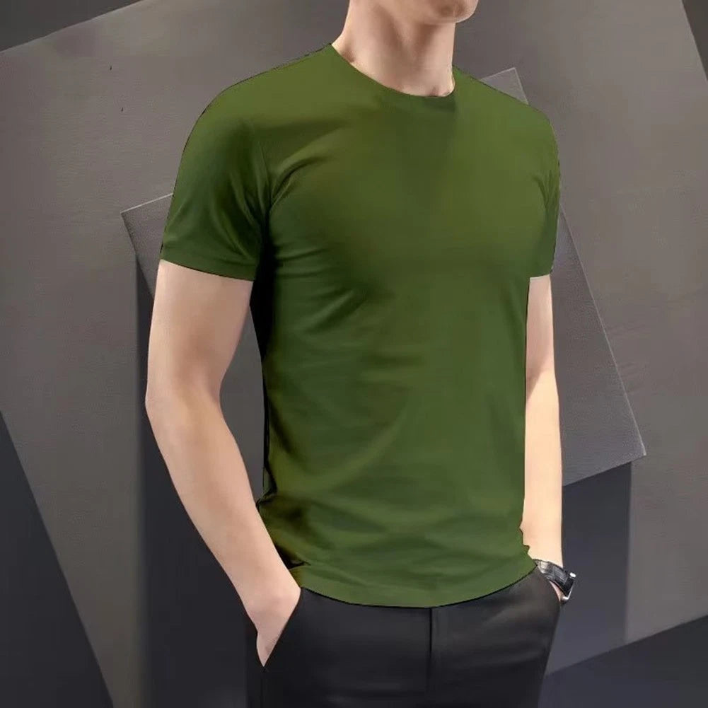Simple and Trendy Men's Bottoming Pullover Round Neck Short sleeved Tees