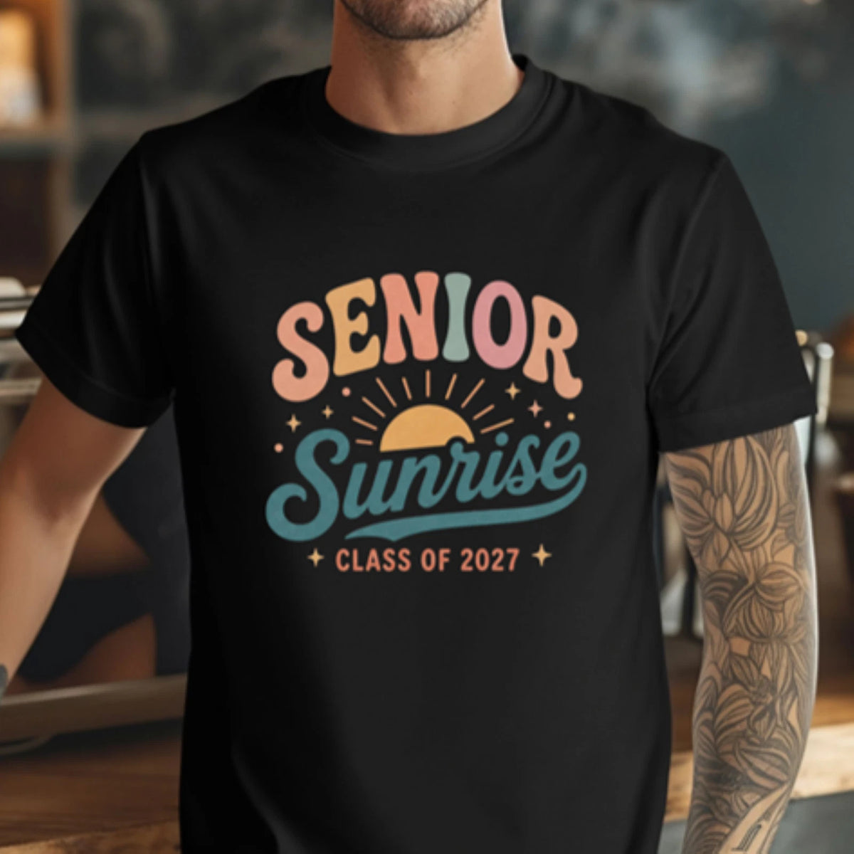 Senior Sunrise 2027 Shirt, Pastel Class of 2027 Tee, Boho Senior Year T-Shirt