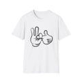 Cartoon Gloved Hands Peace Sign T-Shirt | Minimal Line Art Tee