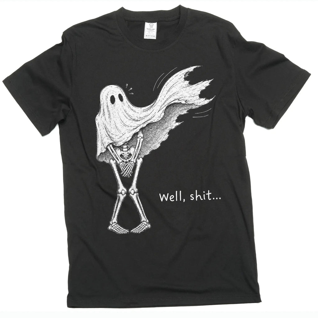 Funny Ghost Skeleton Shirt Dark Humor Halloween Spooky Graphic Tee