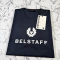 BELSTAFF Mens Deep Navy Signature Logo Phoenix T Shirt SIZE LARGE BNWT Authentic