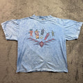 Vintage 90s Oneita USA Arizona Distressed Tie Dye Tee Shirt Aztec Tribal Blue XL