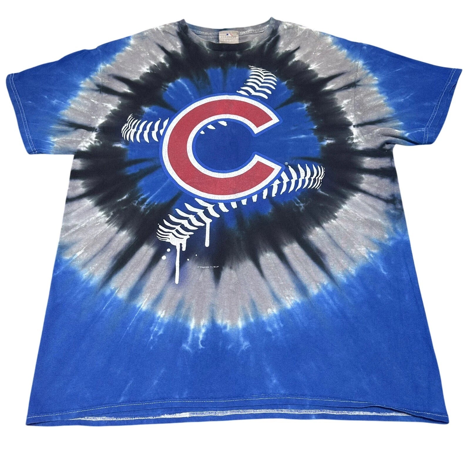MLB Chicago Cubs Team Logo Baseball Graffiti Tie Dye T-Shirt Size Large