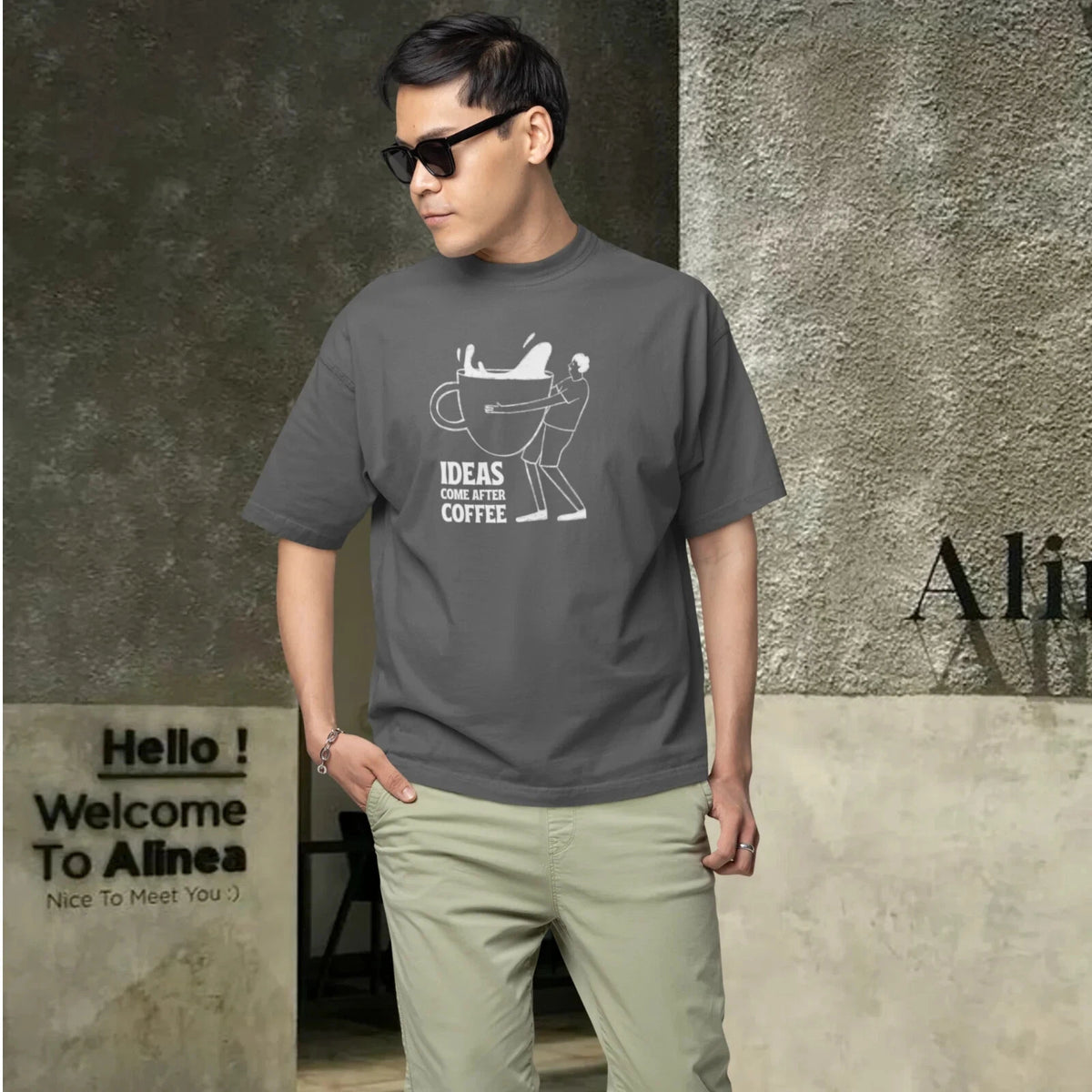 Men Coffee Addict Graphic Printed Classic Fit Round Neck T-Shirt Stylish Cotton