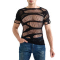 Trendy O Neck Mesh T Shirts for Men See Through Short Sleeve Underwear