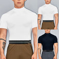 Trendy Mens T Shirt with Turtleneck and Short Sleeves for Active Lifestyle