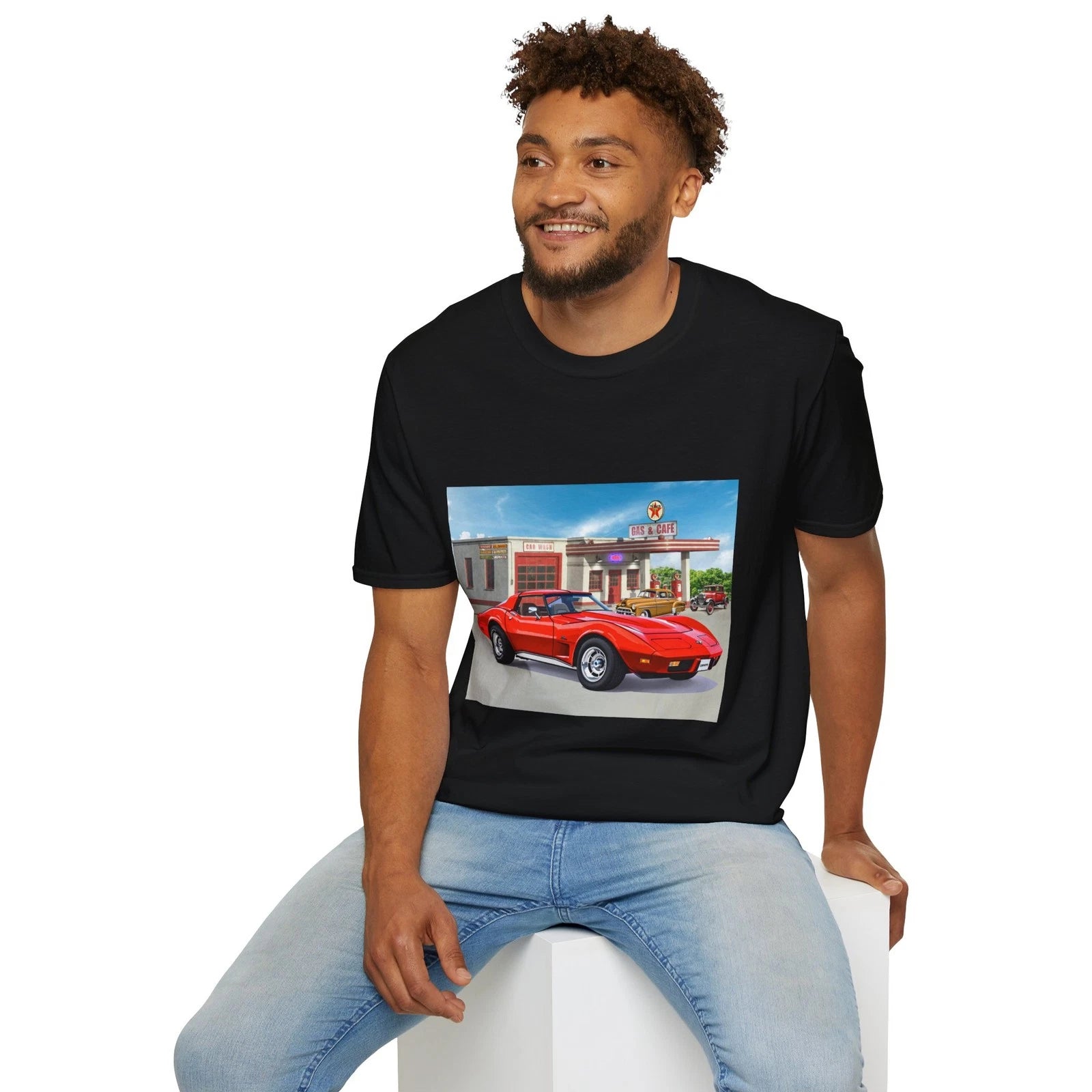 Vintage Corvette T Shirt, Cars On Route 66 Luxury Cars Vintage Cars Art Painting
