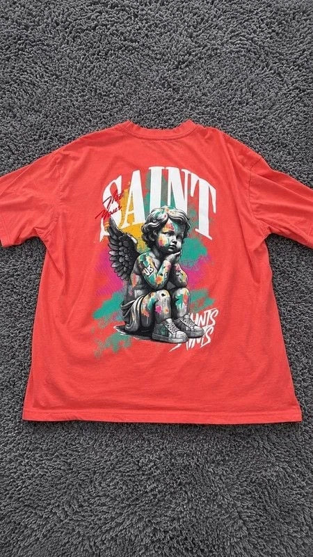 R GSTR Not Your Saint Graphic T-Shirt XL Pink Streetwear Tee