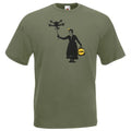 Adults Banksy Mary Poppins Drone Graffiti Street Art Unisex Olive T-Shirt