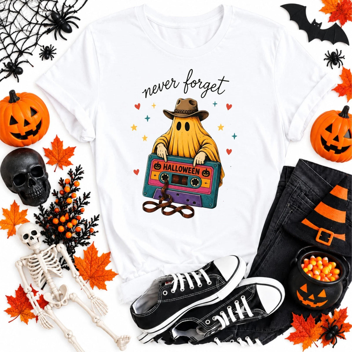 Ghost Cassette Tape Halloween Boo T-Shirt, Retro Spooky Season Tee, Unisex Shirt