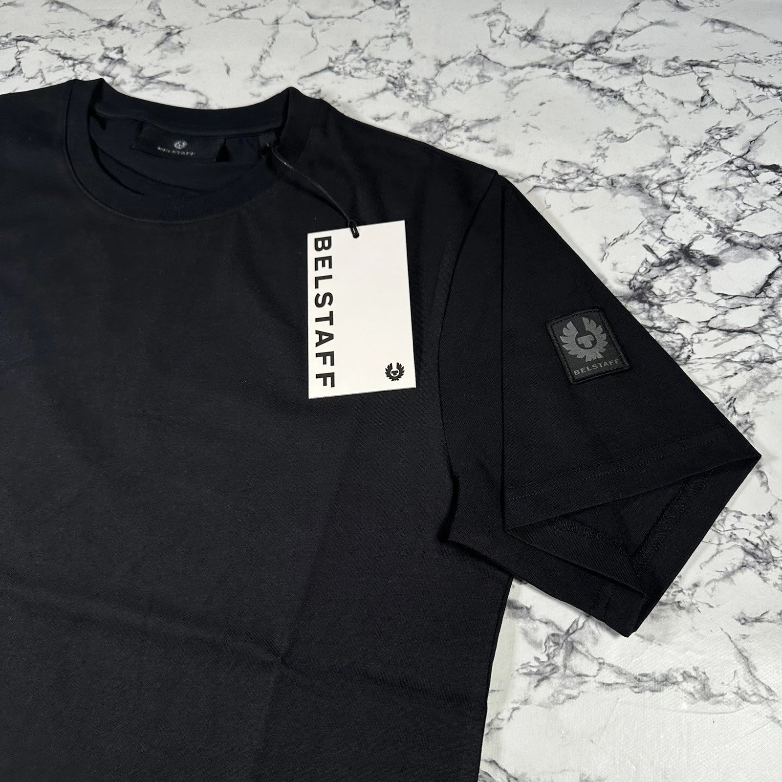 BELSTAFF Mens Black Thom Sleeve Logo T Shirt SIZE LARGE BNWT Authentic