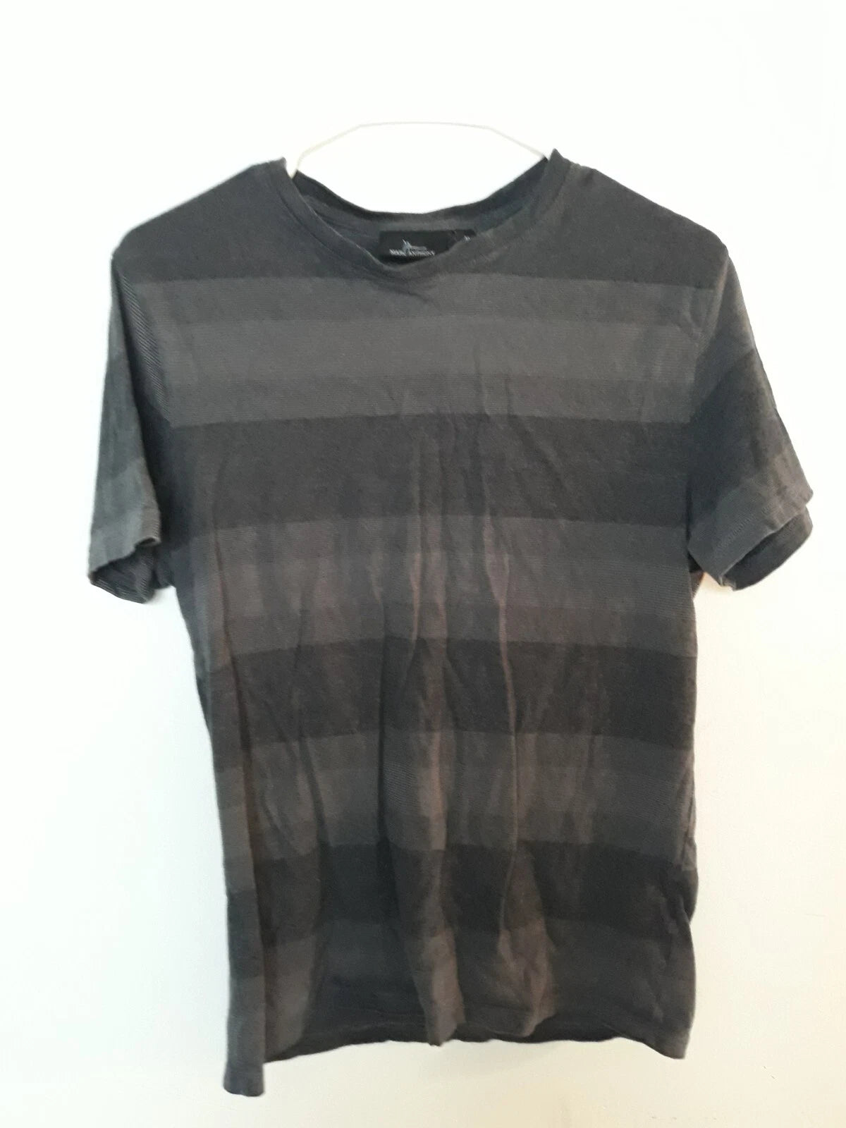 Marc ANTHONY shirt M grey stripe Dark Academia Office Career Old Money Golf Bin6