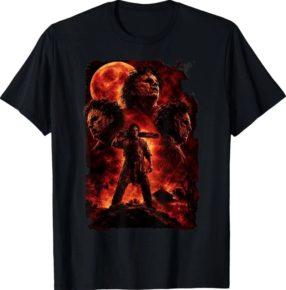 Funny Chainsaw Texas Howling at The Moon Scary 90's Retro T-Shirt