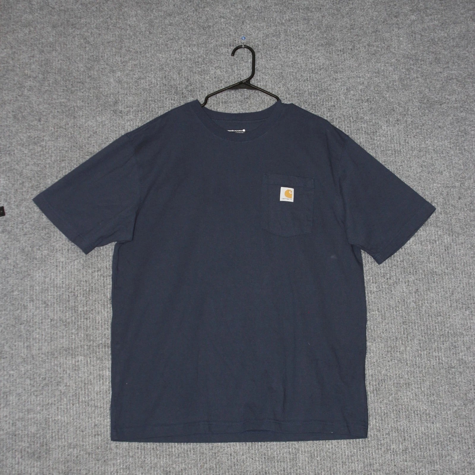 Carhartt T Shirt Mens L Navy Blue Loose Fit Workwear Pocket Durable Heavy Duty