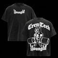 Youngla Pump Shirt Heavy Cotton Snowflake Wash Oversized Gym Streetwear Men Top