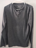 Lucky Brand Venice Burnout Shirt Mens Size Small Gray Long Sleeve Tab Front Soft