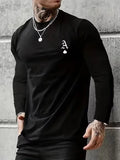 T Shirt Royal Black A Ace of Spades Poker Solid Casual Fashion Men's Long Sleeve