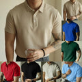 Men's Casual Short Sleeve Shirt Solid Color Lapel Collar Streetwear Top