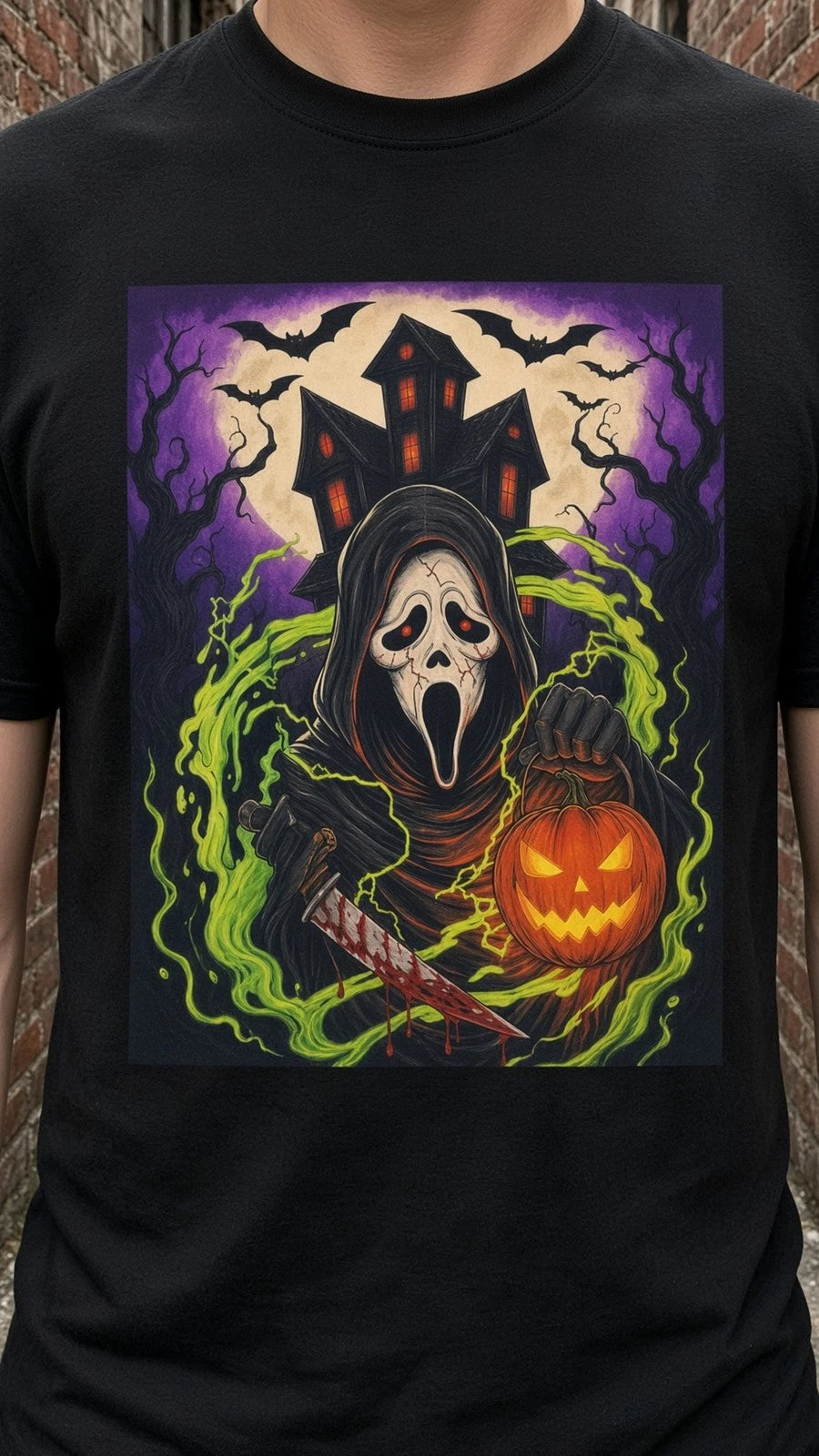 Ghostface Halloween Horror T Shirt Scream Ghost Face Spooky Scary Movie Tee