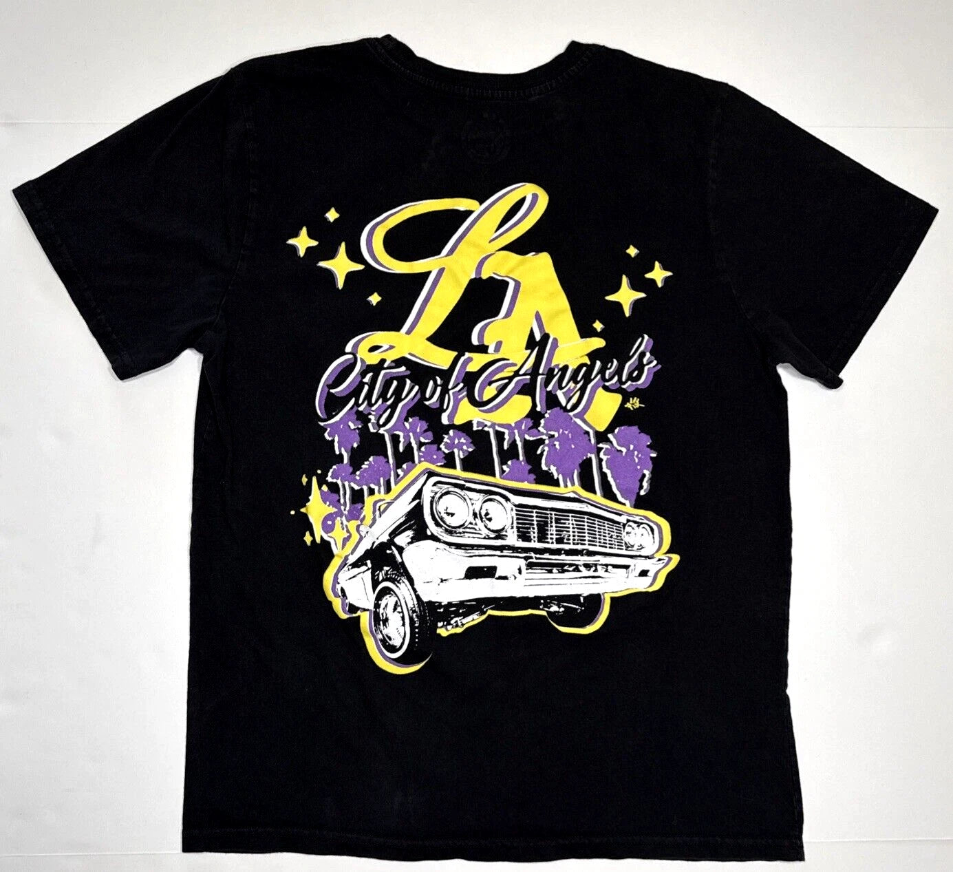 CVLA Graphic T Shirt Sz XL Creative Visuals LA City Of Angels Black Short Sleeve