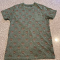 Creative Destruction Men’s Med. Short Sleeve Tiger Pattern Green Graphic T Shirt