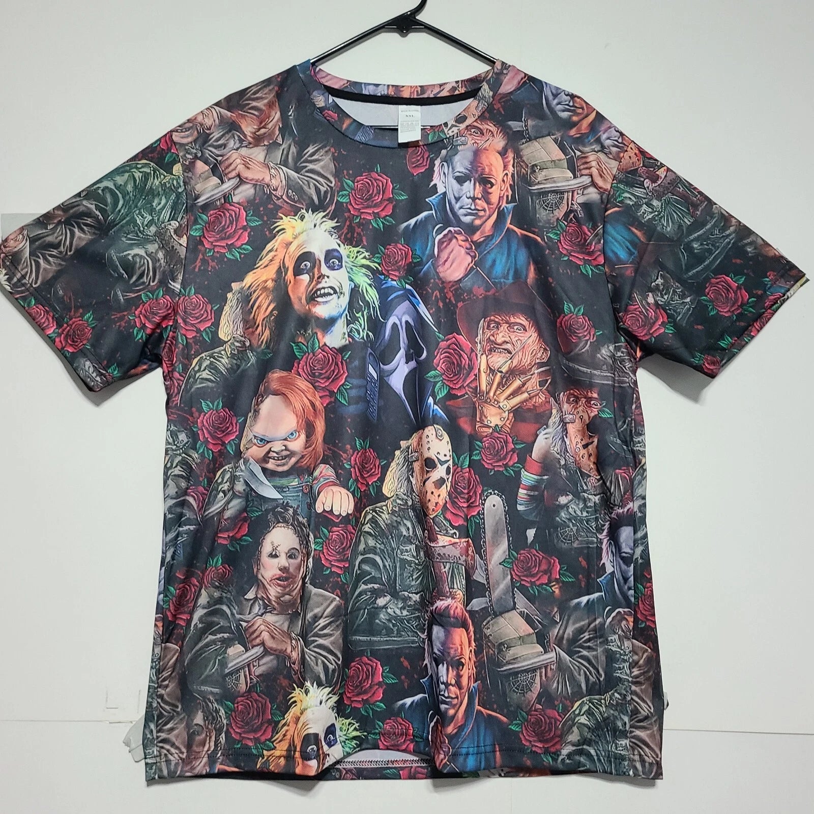 Color Horror Figure T-shirt Casual Street Style Stretch Round Neck Size XXL.
