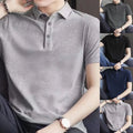 Men's Solid Color Short Sleeve T Shirt Lapel for Men's Streetwear Style