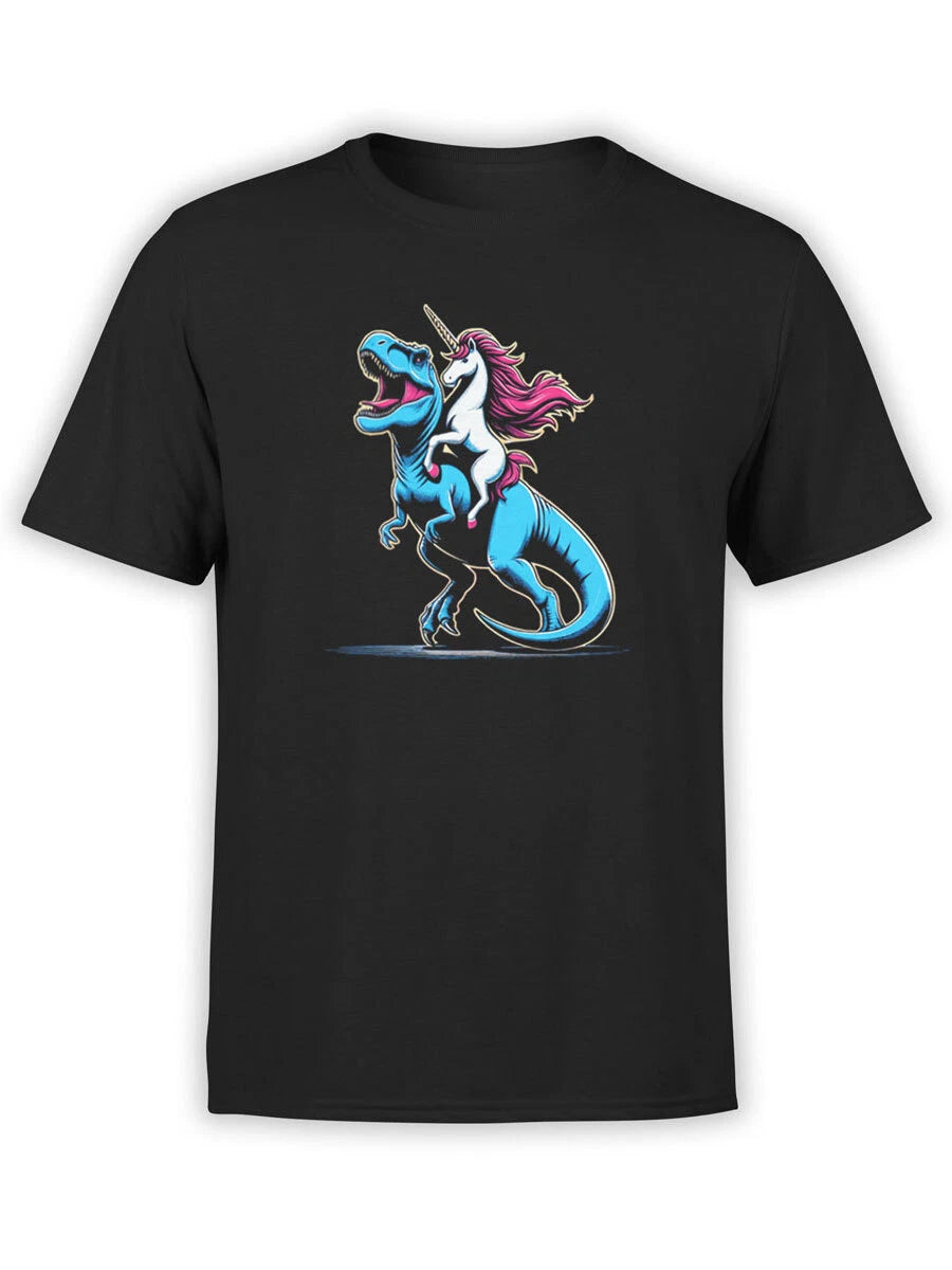 FANTUCCI Unisex T-Shirts | Unicorn on T-Rex T-Shirt | 100% Cotton